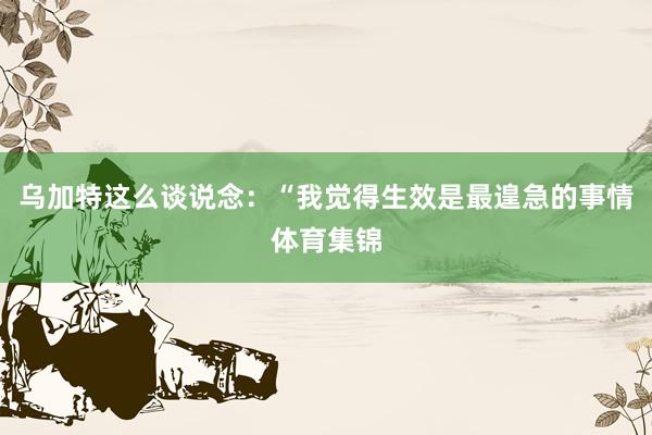 乌加特这么谈说念：“我觉得生效是最遑急的事情体育集锦