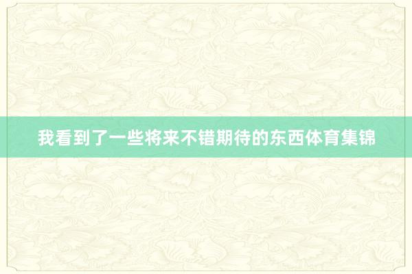 我看到了一些将来不错期待的东西体育集锦