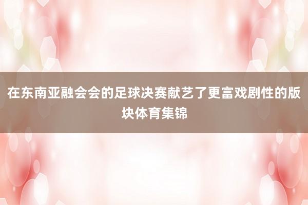 在东南亚融会会的足球决赛献艺了更富戏剧性的版块体育集锦