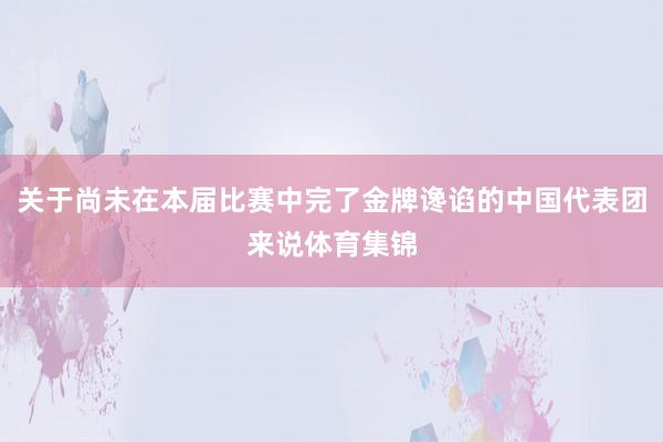 关于尚未在本届比赛中完了金牌谗谄的中国代表团来说体育集锦